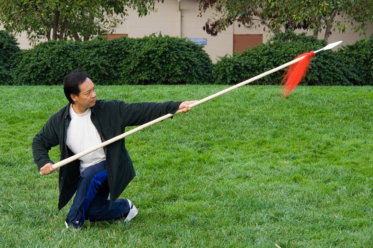 Master Wong Wai Yi demonstrating taiji spear